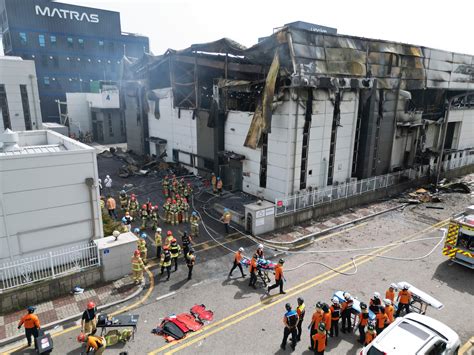 A fire at a lithium battery factory in South Korea kills 22 mostly .